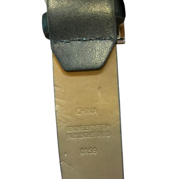 Neiman Marcus Black Leather Belt silver tone buckle Size 36